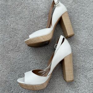 American Rag White Peep-Toe Block Heels
